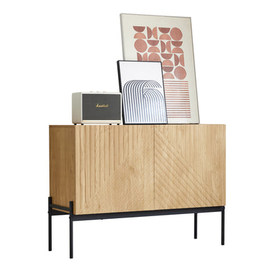 Commode/Buffet Moderne Naturel avec Étagère Réglable et Structure Métallique Robuste VAIKNELS