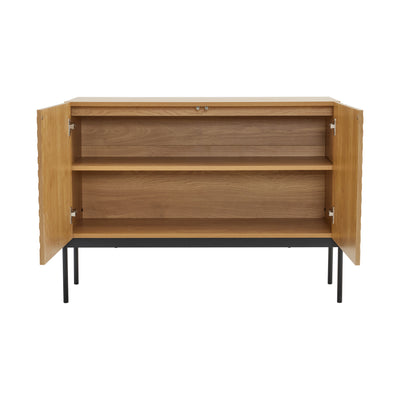 Commode/Buffet Moderne Naturel avec Étagère Réglable et Structure Métallique Robuste VAIKNELS