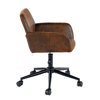 Vintage office chair in suede fabric, swivel, adjustable height and 5 casters ROSS KD SUEDE BROWN BLACK