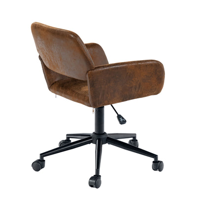 Vintage office chair in suede fabric, swivel, adjustable height and 5 casters ROSS KD SUEDE BROWN BLACK