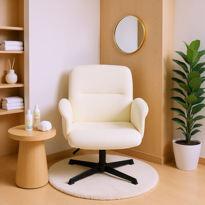 Ergonomic swivel office chair with armrests in beige fabric THOMASINA BEIGE RELAX