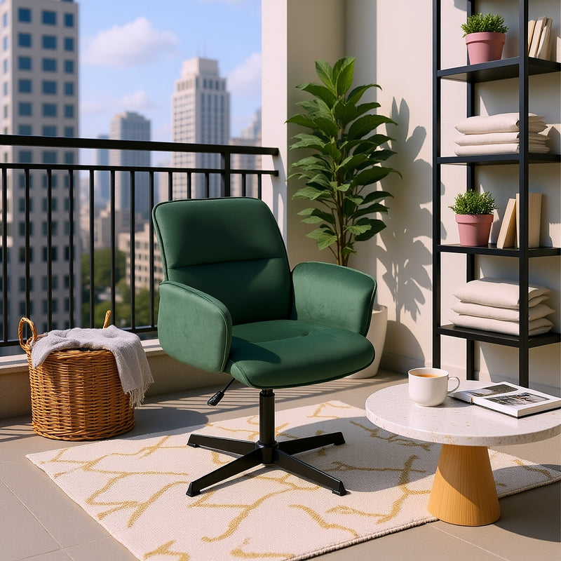 Ergonomic swivel office chair with armrests in green fir velvet THOMASINA RELAX VELVET GREEN