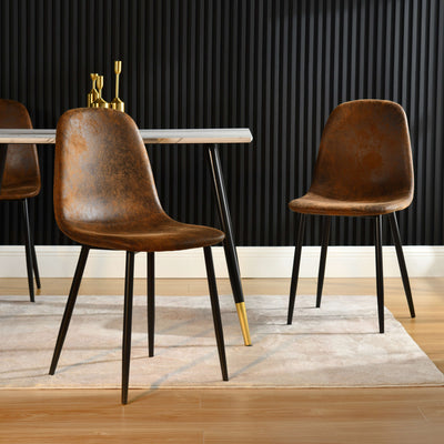 Set of 4 vintage Scandinavian dining chairs in retro brown suede CHARLTON SUEDE NL 2PCS