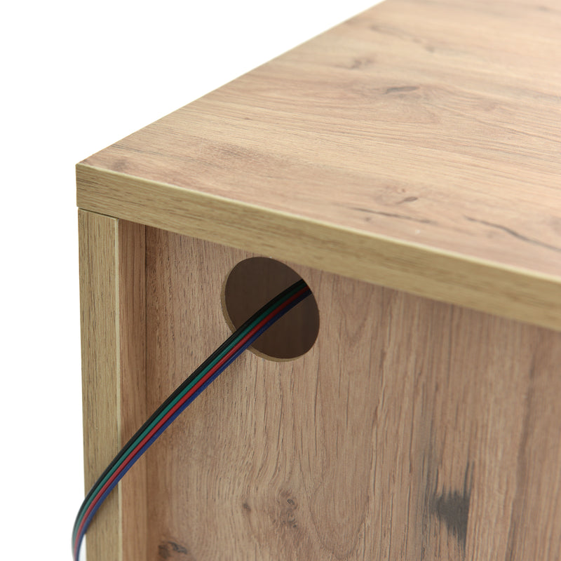 Table Basse Bicolore Noir et Marron avec Rangement Intégré et Éclairage LED RVB RAELDRULS
