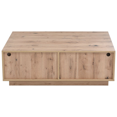 Table Basse Bicolore Noir et Marron avec Rangement Intégré et Éclairage LED RVB RAELDRULS