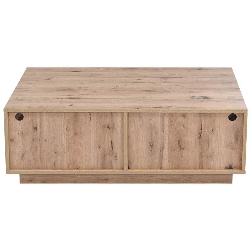 Table Basse Bicolore Noir et Marron avec Rangement Intégré et Éclairage LED RVB RAELDRULS