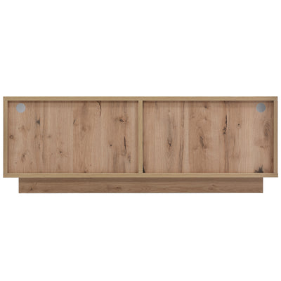 Table Basse Bicolore Noir et Marron avec Rangement Intégré et Éclairage LED RVB RAELDRULS