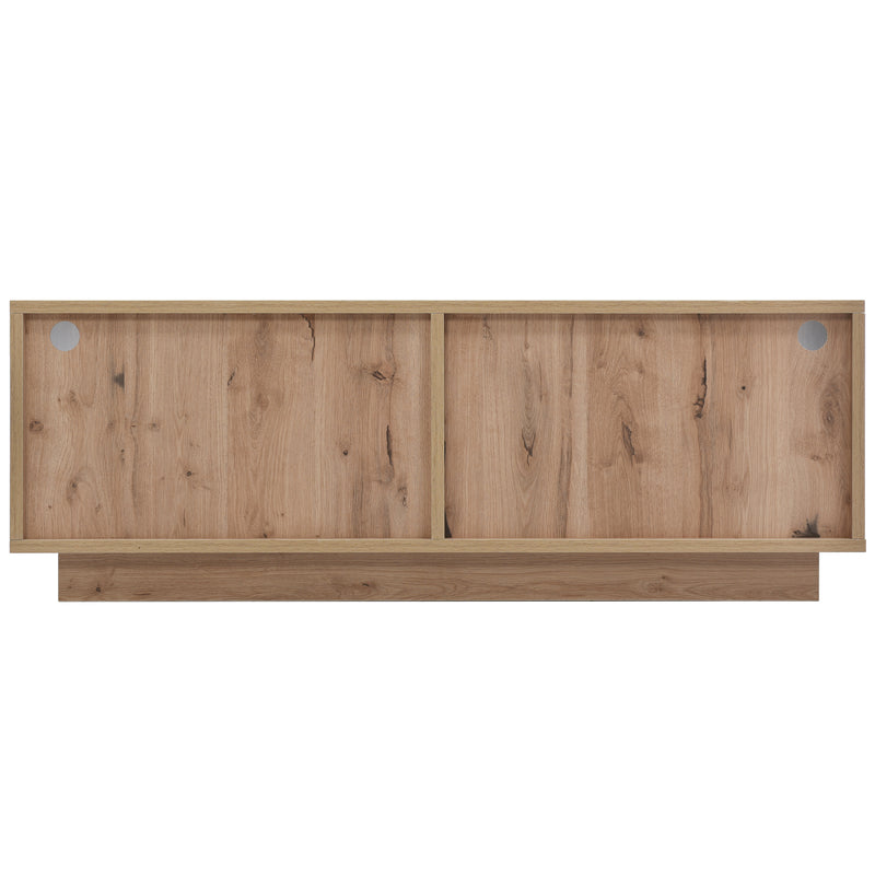 Table Basse Bicolore Noir et Marron avec Rangement Intégré et Éclairage LED RVB RAELDRULS