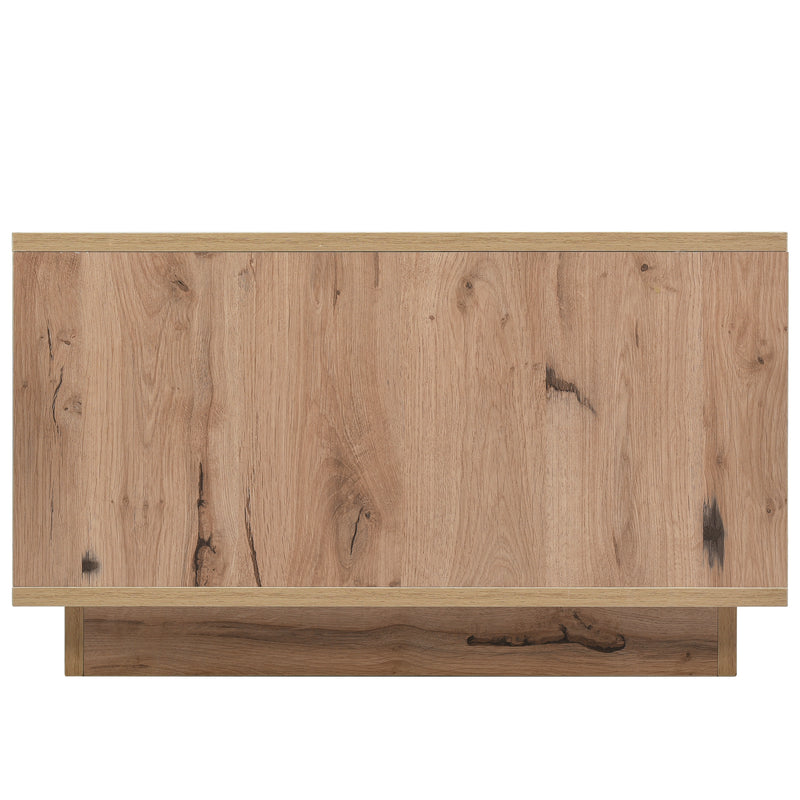 Table Basse Bicolore Noir et Marron avec Rangement Intégré et Éclairage LED RVB RAELDRULS