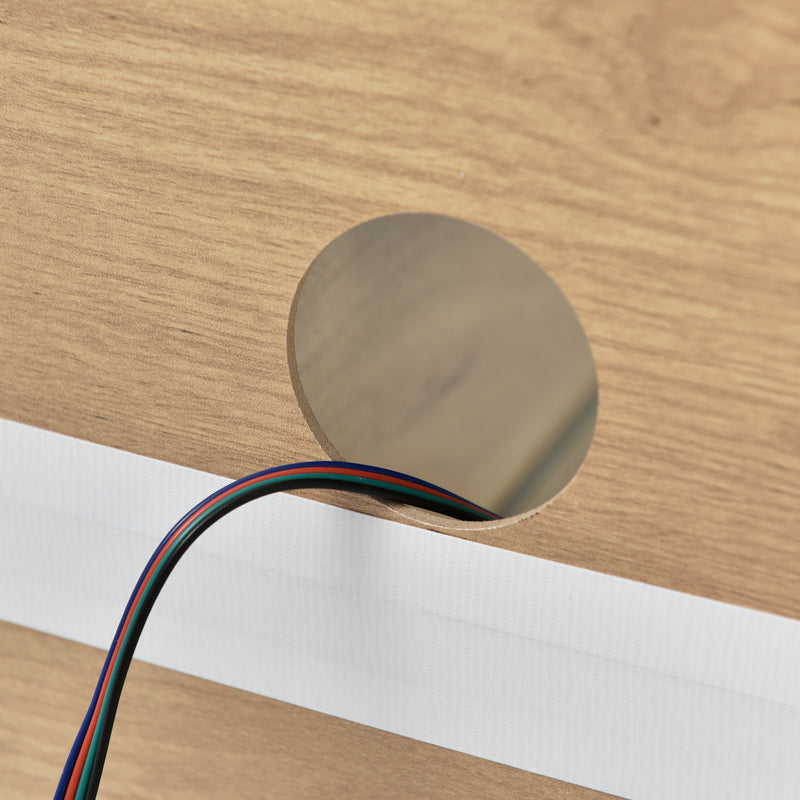 Buffet LED Chêne avec 3 Portes Vitrées et 3 Tiroirs - Design Moderne et Naturel KRANQRUK