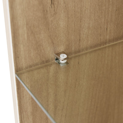 Buffet LED Chêne avec 3 Portes Vitrées et 3 Tiroirs - Design Moderne et Naturel KRANQRUK
