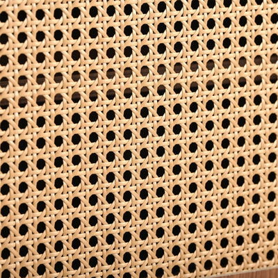 Meuble TV Moderne en Noyer et Rotin Synthétique avec Rangement Ajustable IZEID