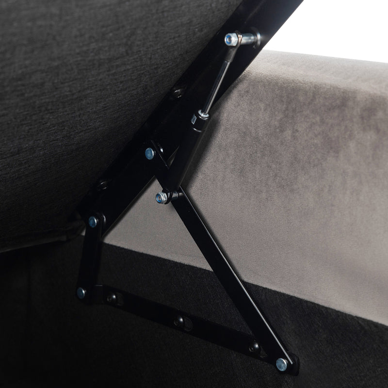 Fauteuil Moderne en Velours Gris avec Rangement Intégré et Pieds Métalliques Dorés (71x71x76cm) NULZU