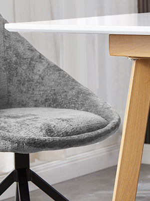 Table à Manger Extensible Moderne Bicolore (Blanc Mat & Bois Naturel) - Acier et MDF - Pour Maison et Bureau THANPHIKS