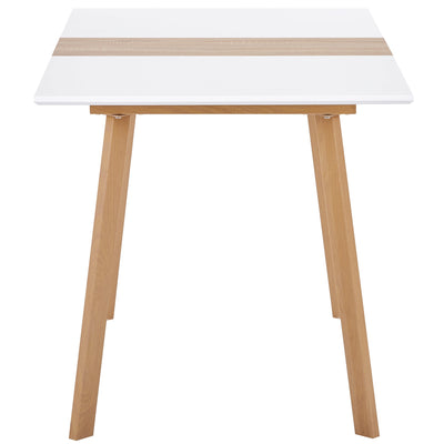 Table à Manger Extensible Moderne Bicolore (Blanc Mat & Bois Naturel) - Acier et MDF - Pour Maison et Bureau THANPHIKS