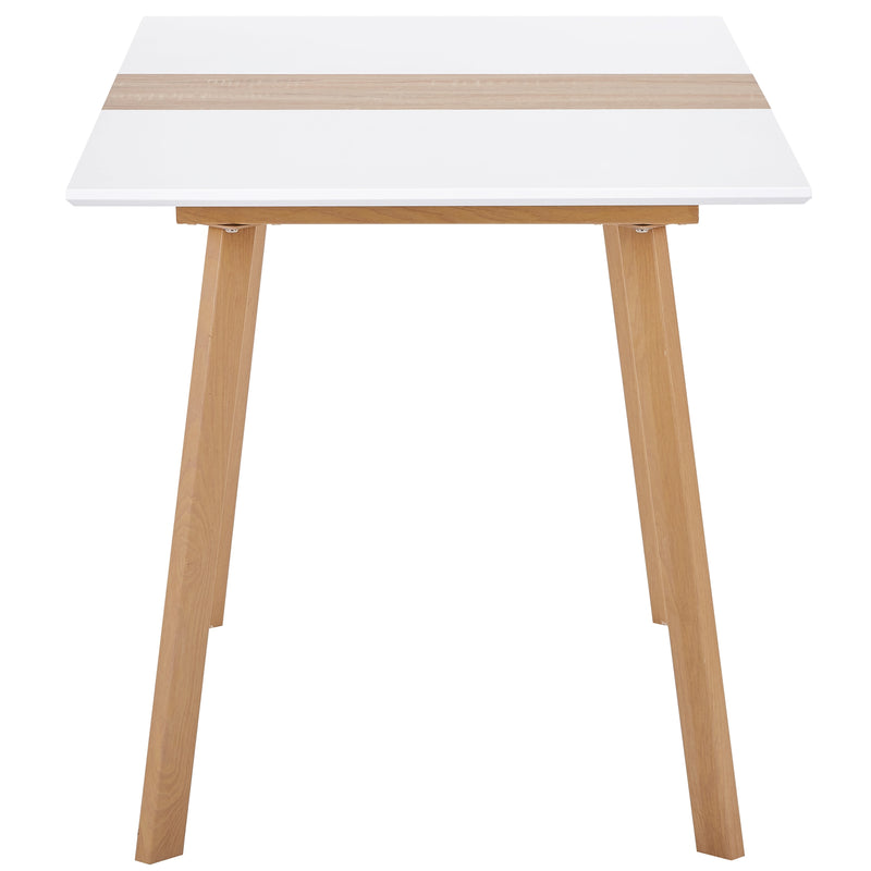 Table à Manger Extensible Moderne Bicolore (Blanc Mat & Bois Naturel) - Acier et MDF - Pour Maison et Bureau THANPHIKS