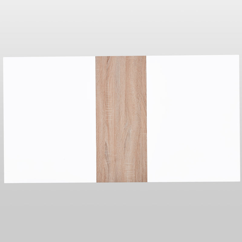 Table à Manger Extensible Moderne Bicolore (Blanc Mat & Bois Naturel) - Acier et MDF - Pour Maison et Bureau THANPHIKS