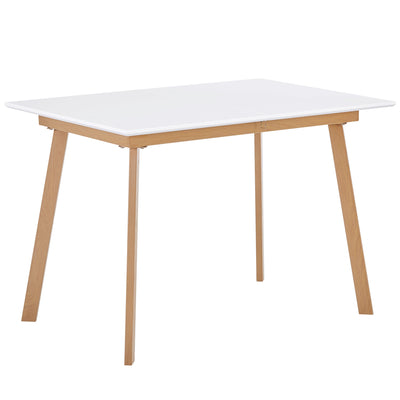 Table à Manger Extensible Moderne Bicolore (Blanc Mat & Bois Naturel) - Acier et MDF - Pour Maison et Bureau THANPHIKS