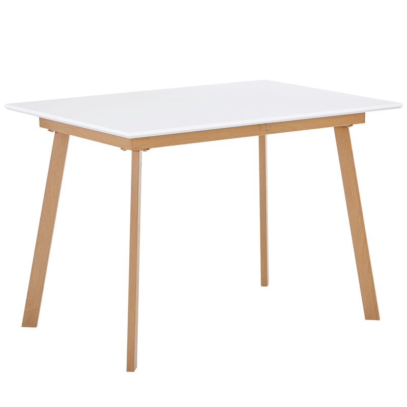 Table à Manger Extensible Moderne Bicolore (Blanc Mat & Bois Naturel) - Acier et MDF - Pour Maison et Bureau THANPHIKS