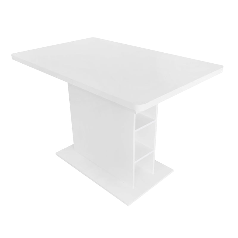 Table à Manger Extensible Blanche Moderne avec Espace de Rangement Intégré DRUUKIED