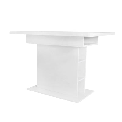 Table à Manger Extensible Blanche Moderne avec Espace de Rangement Intégré DRUUKIED