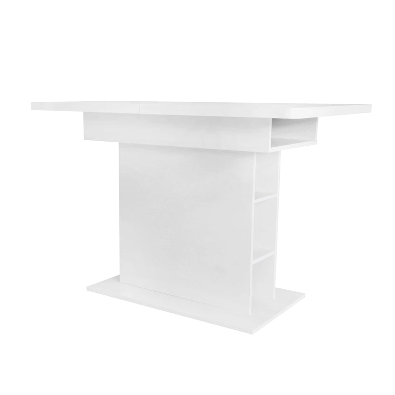 Table à Manger Extensible Blanche Moderne avec Espace de Rangement Intégré DRUUKIED