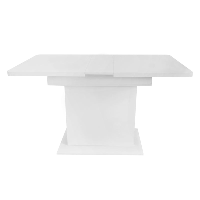Table à Manger Extensible Blanche Moderne avec Espace de Rangement Intégré DRUUKIED