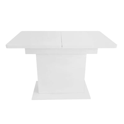 Table à Manger Extensible Blanche Moderne avec Espace de Rangement Intégré DRUUKIED