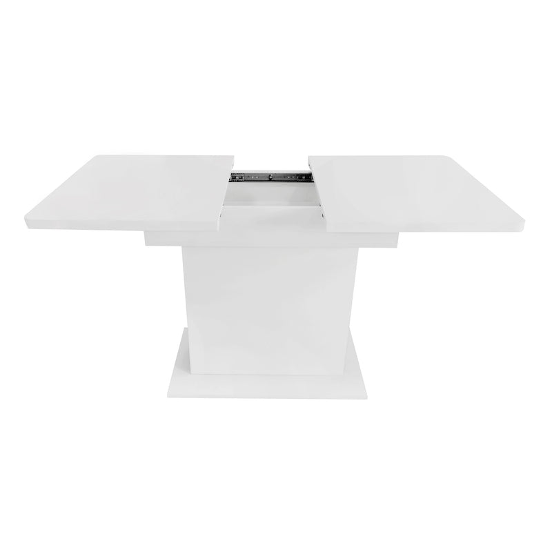 Table à Manger Extensible Blanche Moderne avec Espace de Rangement Intégré DRUUKIED