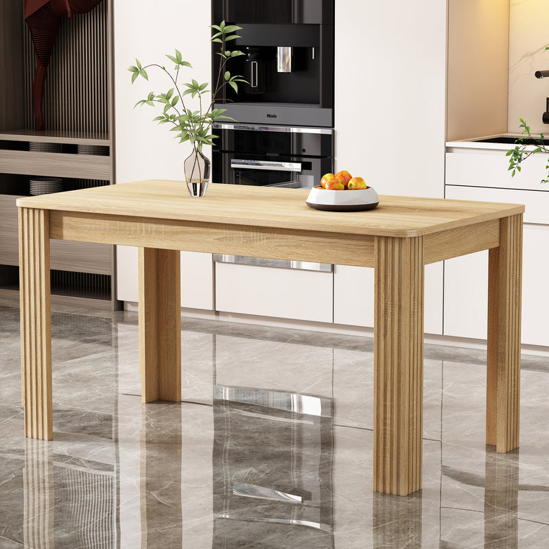 Table de Salle à Manger Moderne en Effet Chêne Naturel - Pieds Sculptés SUKNIEKS