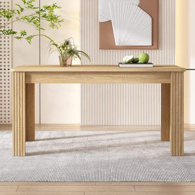 Table de Salle à Manger Moderne en Effet Chêne Naturel - Pieds Sculptés SUKNIEKS