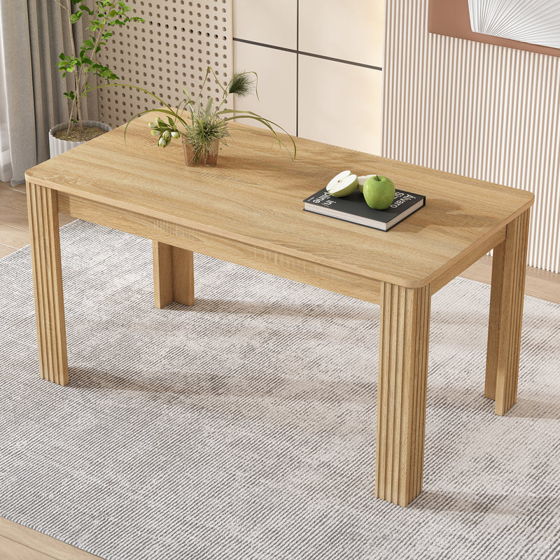 Table de Salle à Manger Moderne en Effet Chêne Naturel - Pieds Sculptés SUKNIEKS