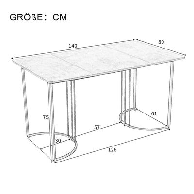 Table à Manger Rectangulaire Blanche avec Plateau Effet Marbre et Piétement Métallique Réglable DRICALS