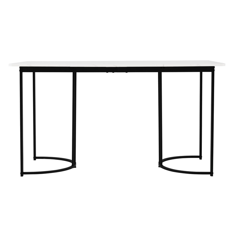 Table à Manger Rectangulaire Blanche avec Plateau Effet Marbre et Piétement Métallique Réglable DRICALS