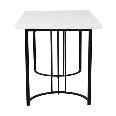 Table à Manger Rectangulaire Blanche avec Plateau Effet Marbre et Piétement Métallique Réglable DRICALS