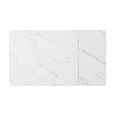 Table à Manger Rectangulaire Blanche avec Plateau Effet Marbre et Piétement Métallique Réglable DRICALS