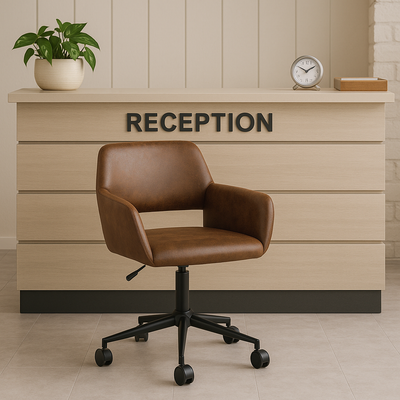 Vintage office chair in suede fabric, swivel, adjustable height and 5 casters ROSS KD SUEDE BROWN BLACK