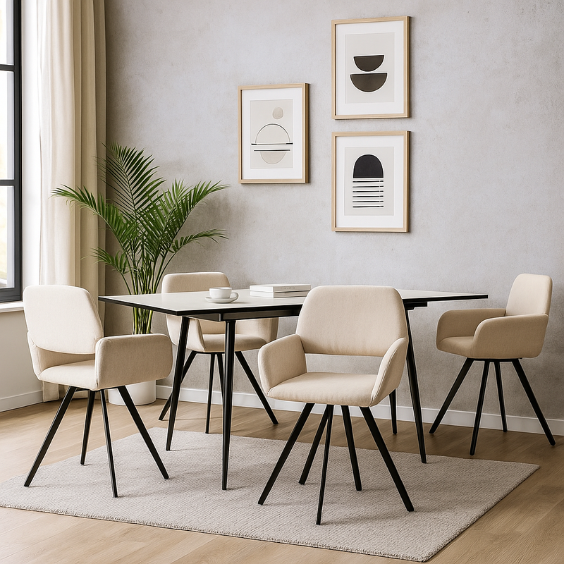 Set of 2 Scandinavian swivel dining chairs in beige fabric CALIFORNIA KD BEIGE SWIVEL