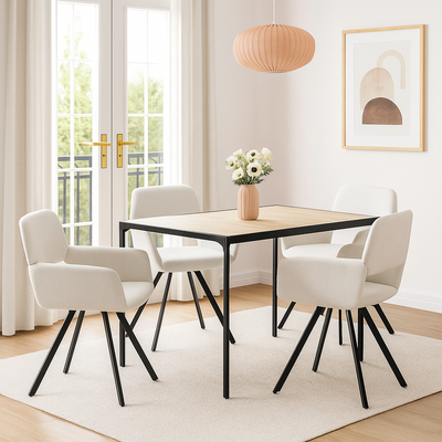 Set of 2 Scandinavian swivel dining chairs in beige fabric CALIFORNIA KD BEIGE SWIVEL