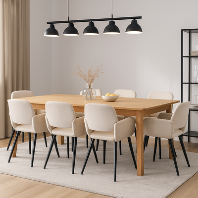 Set of 2 Scandinavian dining room chairs in beige fabric with black legs MAYFAIR BEIGE