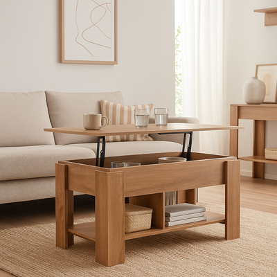 Coffee table with lifting top in wood and brown effect 96*50 ELOT BROWN 96