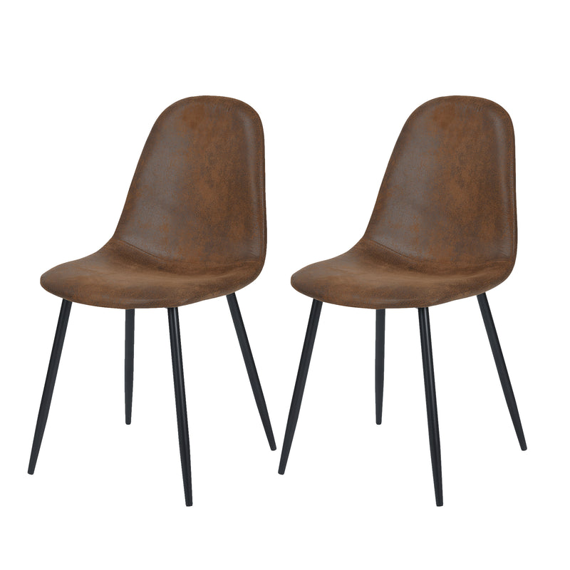 Set of 4 vintage Scandinavian dining chairs in retro brown suede CHARLTON SUEDE NL 2PCS
