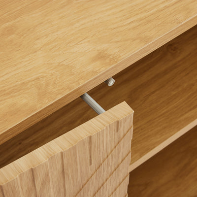 Commode/Buffet Moderne Naturel avec Étagère Réglable et Structure Métallique Robuste VAIKNELS