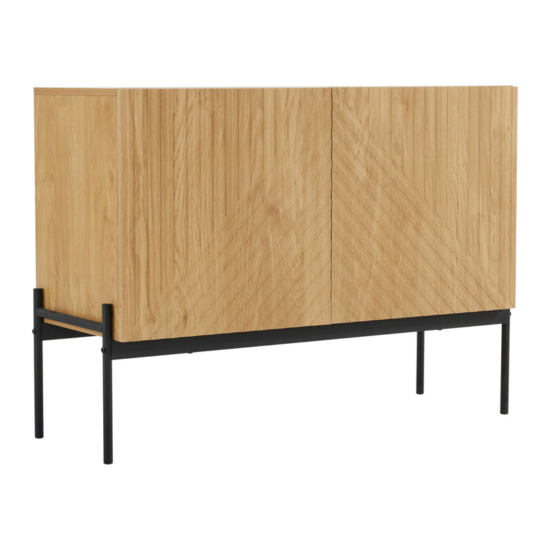 Commode/Buffet Moderne Naturel avec Étagère Réglable et Structure Métallique Robuste VAIKNELS