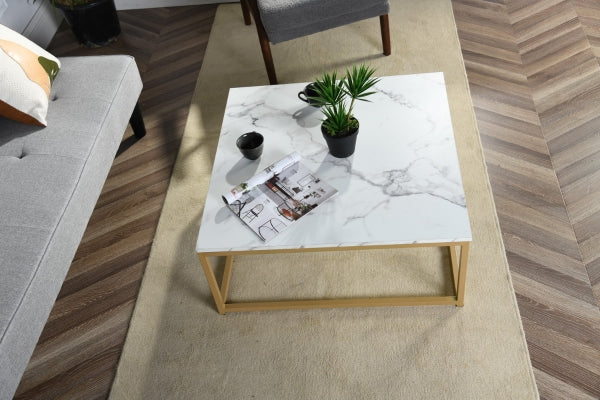 FACTO SQUARE COFFEE TABLE MARBLE GOLD LEG A