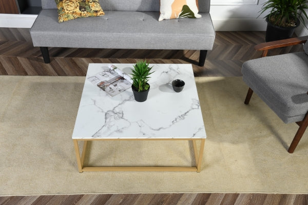 FACTO SQUARE COFFEE TABLE MARBLE GOLD LEG A
