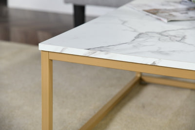FACTO SQUARE COFFEE TABLE MARBLE GOLD LEG A