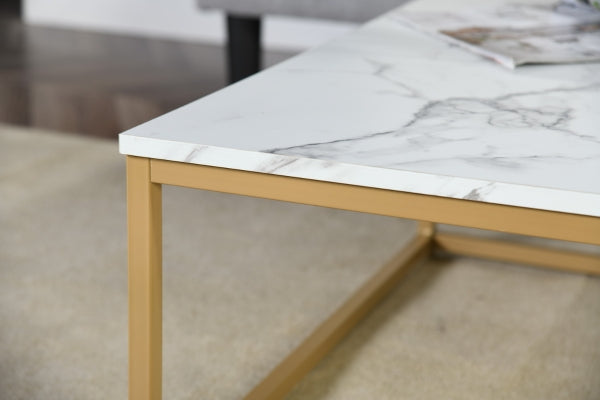 FACTO SQUARE COFFEE TABLE MARBLE GOLD LEG A