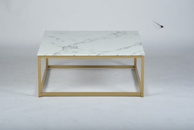 FACTO SQUARE COFFEE TABLE MARBLE GOLD LEG A