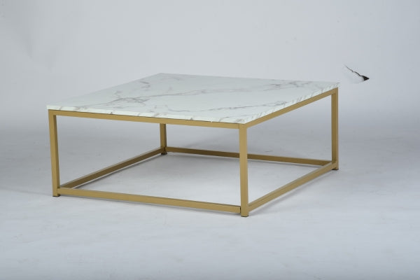 FACTO SQUARE COFFEE TABLE MARBLE GOLD LEG A